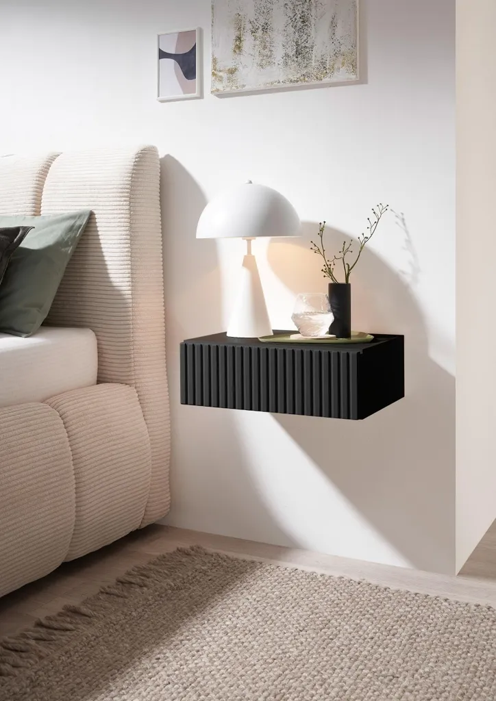 Table de nuit murale pour lit boxspring TABONI graphite avec tiroir 42 - 2