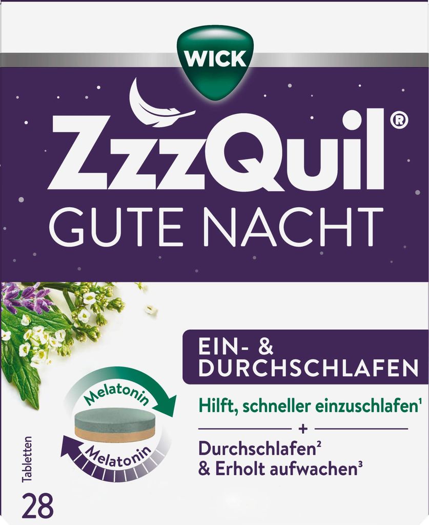WICK ZzzQuil Gute Nacht Tabletten fürs Ein- und Produktbild 