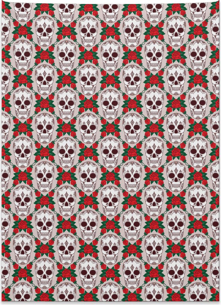 Abakuhaus Blumen Wandteppich, Blumen-Rosen-Rahmen-Schädel aus Weiches Mikrofaser Stoff Kein Verblassen Klare Farben Waschbar, 110 x 150 cm, Blasse...