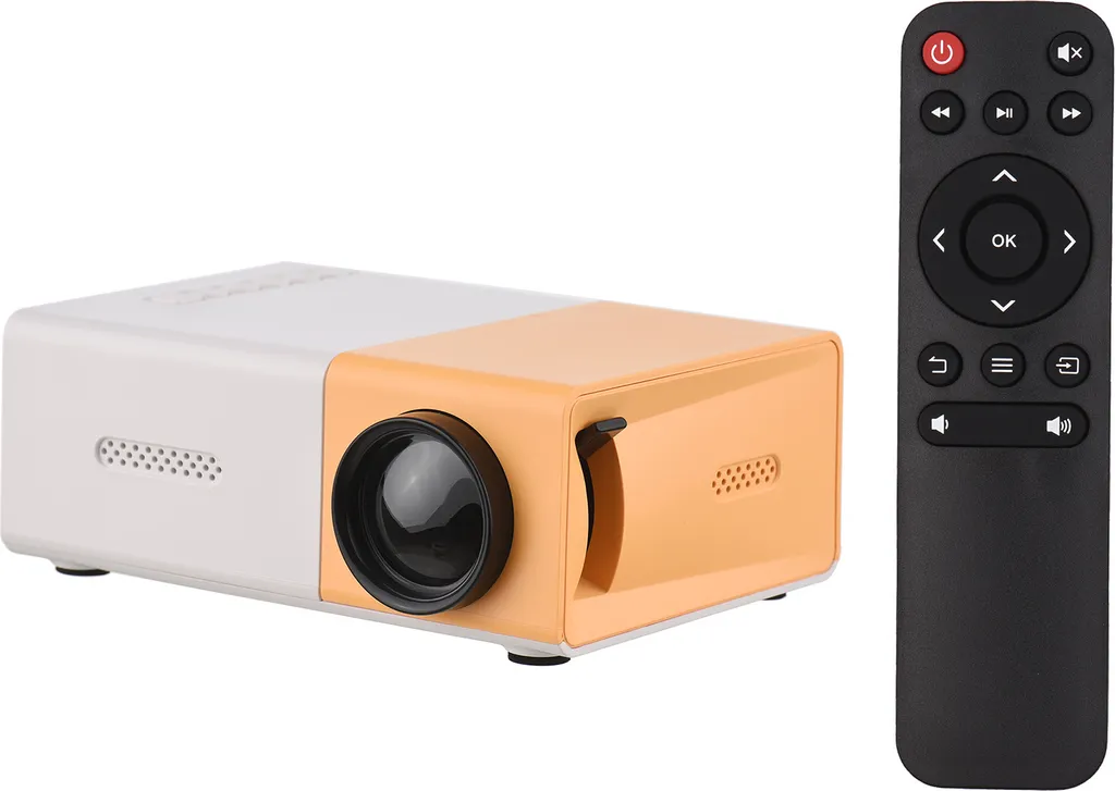 Projecteur MP20 Mini Vidéoprojecteur LED 1080P Jaune et Blanc pour Home Cinéma