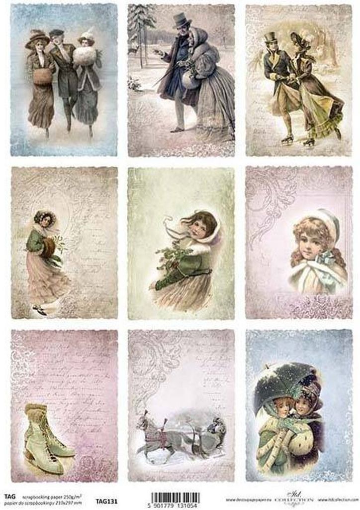 ITD Etikettenset SCRAPBOOKING - TAG131 Vintage-Winter