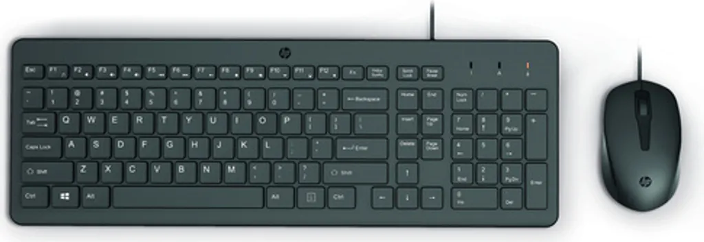 Clavier et souris HP 150 AZERTY filaire avec pavé numérique complet