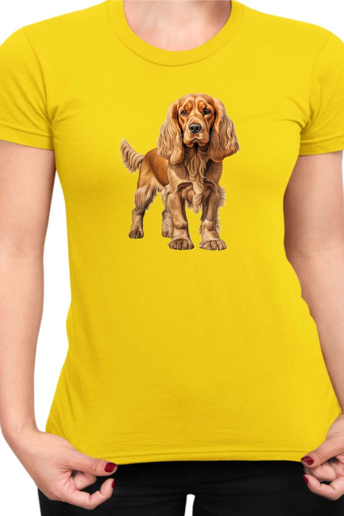Damen T-Shirt Dogs Breeds Cocker Spaniel Dog Breed 005, Lady L / Gelb