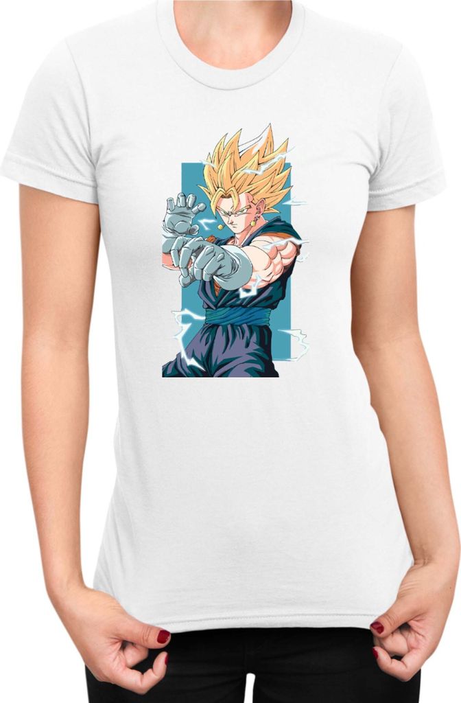 Damen T-Shirt Dragon Anime Manga Ball Z Gogeta, Lady S / Weiß