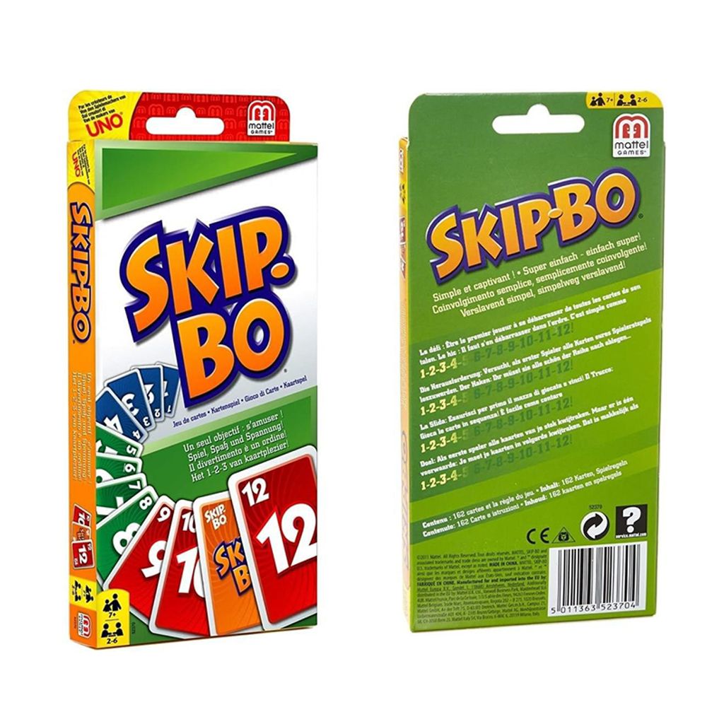 Spiel ab 7 Jahren Skip-Bo Kartenspiel Familienspiel geeignet für 2-6 Spieler 