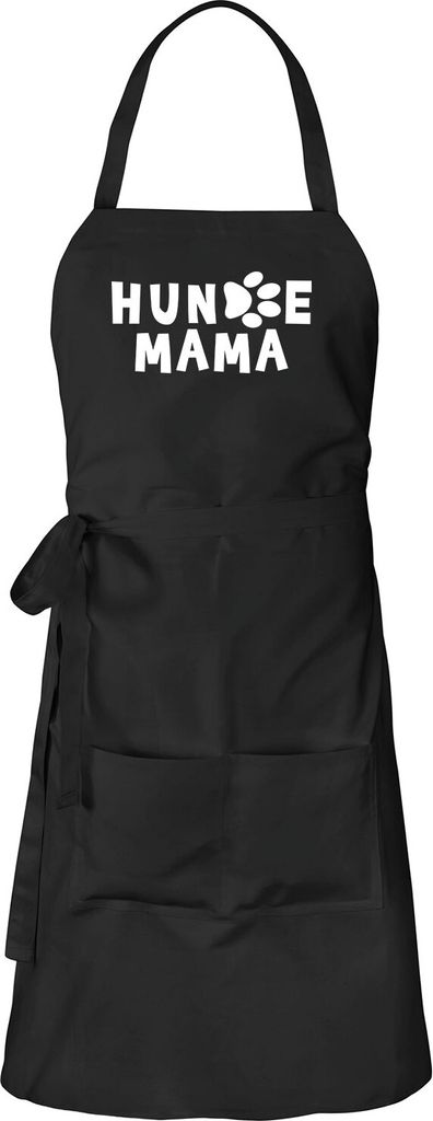 Huuraa Schürze Hundemama Tapse Schwarz mit Taschen Baumwolle Kochschürze Geschenkidee