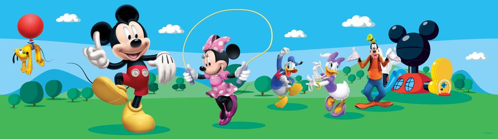Carta da parati autoadesiva Disney Mickey Mouse verde e blu Immagine del prodotto 