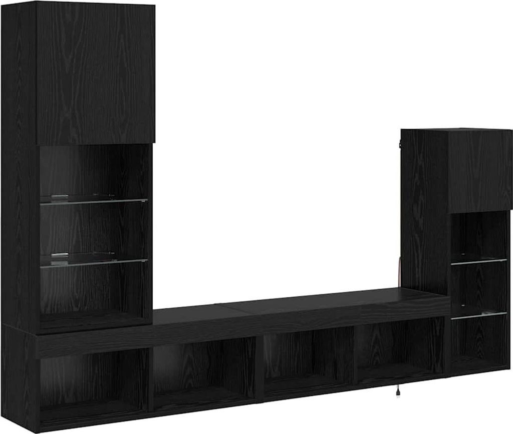 TV-Wandgeräte 4 pcs Schwarz Eichen-Optik Holzwerkstoff
