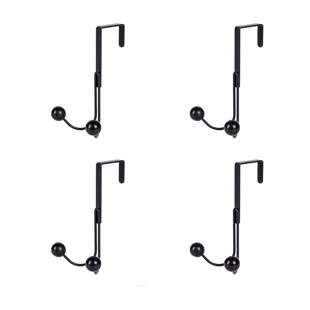 4pcs türhaken Doppelhaus Haushaltsaufbewahrung Schmiedeeisenhüte Kleidung Schalbügel Heimdekoration-Schwarz