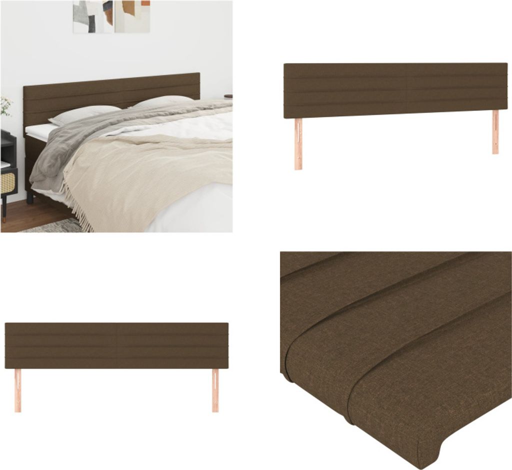vidaXL Kopfteile 2 Stk. Dunkelbraun 100x5x78/88 cm Stoff - Kopfteil - Kopfteile - Bett-Kopfteil - Bettkopfteil