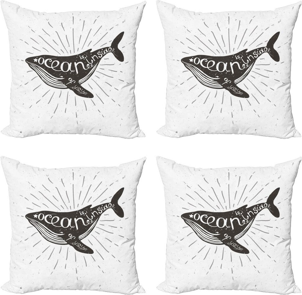 ABAKUHAUS Wal Kissenbezug Set (4 Stück), Ozean innerhalb Sie, Moderner Doppelseitiger Digitaldruck, 45 cm x 45 cm, Kohlengrau