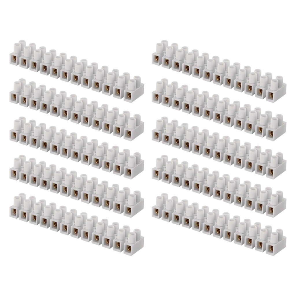 EMOS 10er Pack Lüsterklemme für 1 mm² - 4 mm² Draht, 10x Riegel mit 12 Stück, 450 V/32 A, weiß, A4001