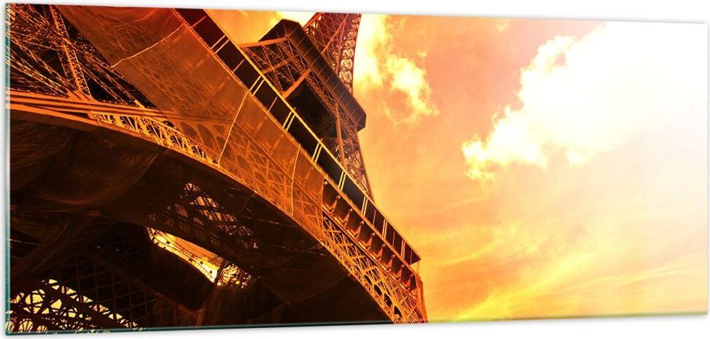 Bilder auf glas - Eiffelturm Paris Stadt Bau - 100x40cm - Glasbilder - Wandbilder - Kunstdruck - zum Aufhängen bereit - Wanddekoration aus Glas - ...
