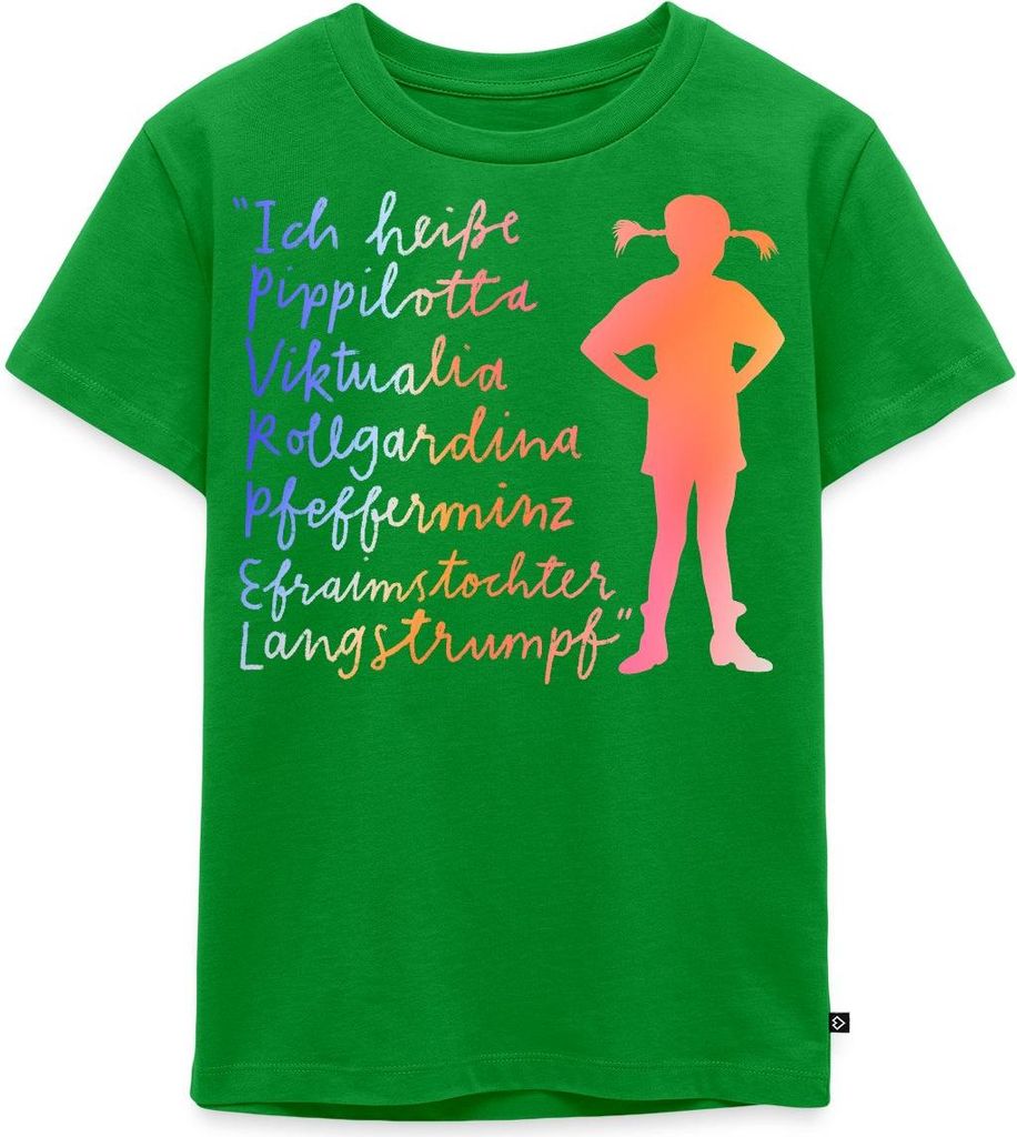 Spreadshirt Pippi Langstrumpf Ich Heiße ... Kinder Premium T-Shirt, 134/140 (8 Jahre), Grün