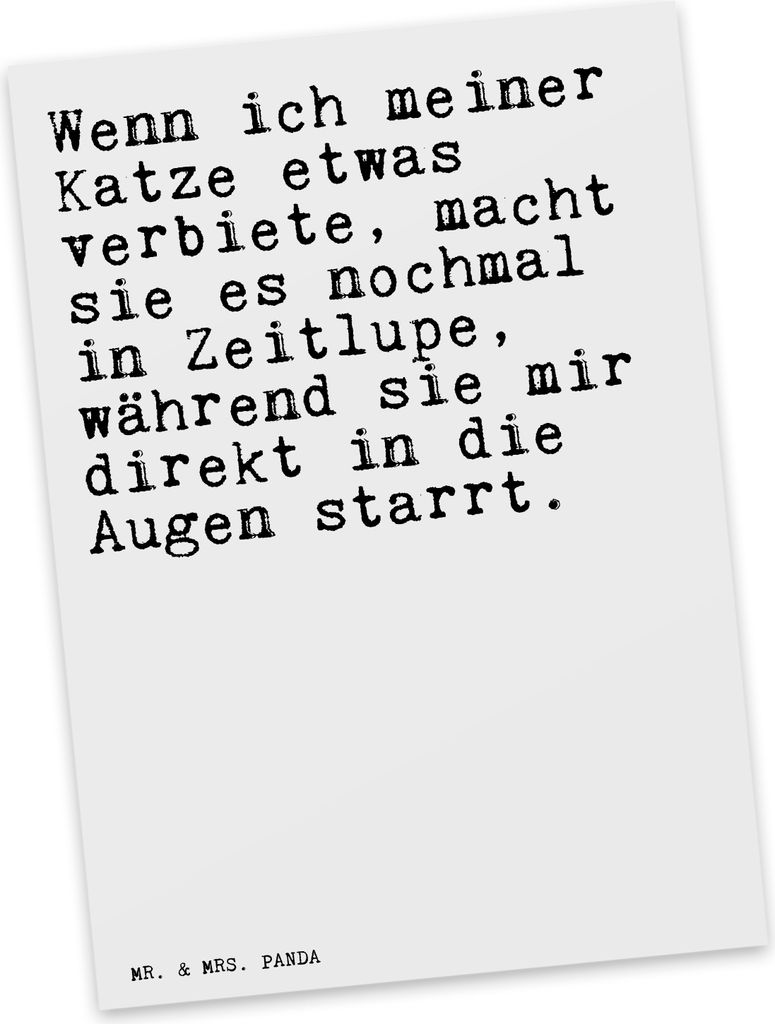 Mr. & Mrs. Panda Postkarte Wenn ich meiner Katze... - Weiß - Geschenk, Spruch Sprüche Weisheiten Zitate Lustig Weisheit Worte, Grußkarte, Ansich...