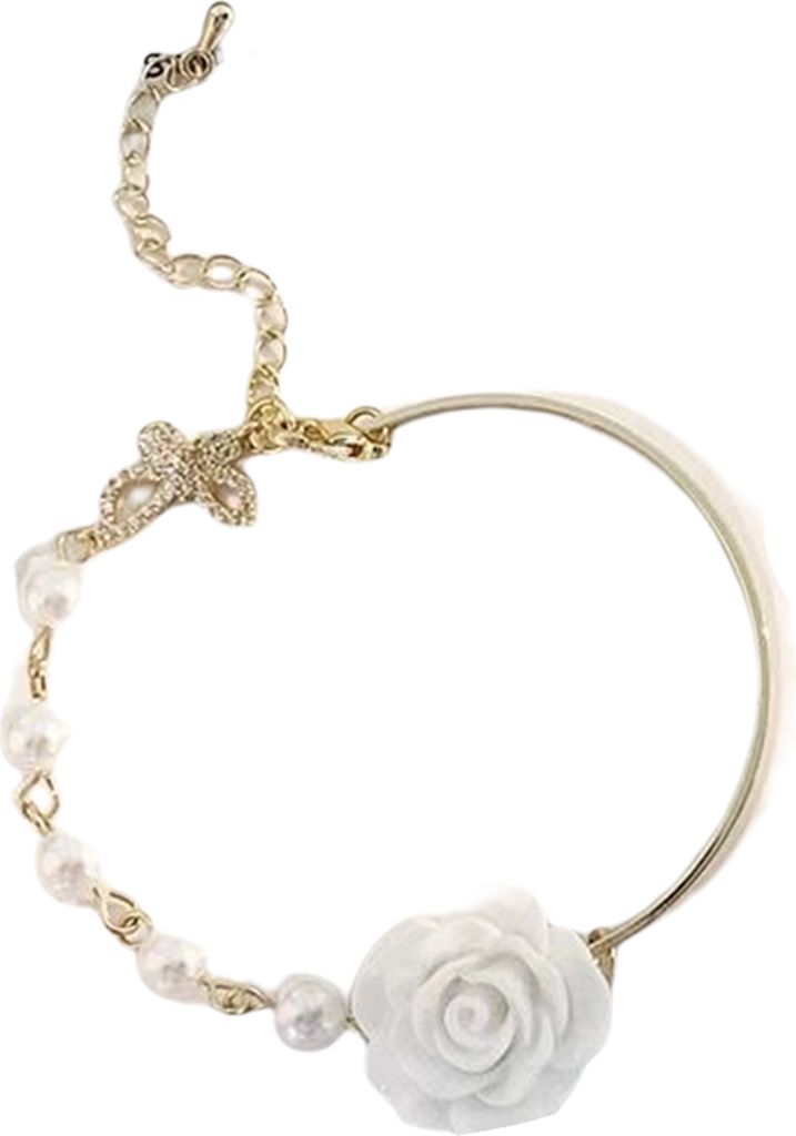 Damen-Armband, Rosen-Blumen-Charme, Galvanik, kein Verblassen, Schleife, Ornament, Kunstperlen-Dekoration, verstellbar, französisches Temperament,...