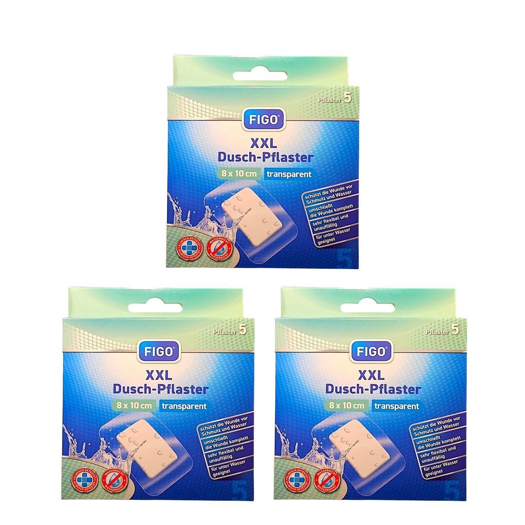 3x5 FIGO XXL Duschpflaster, transparent, ca. 8×10 cm – Wund Produktbild 