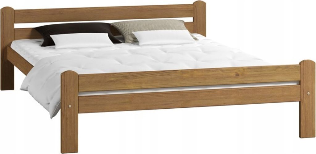 Bett 160x200, Bettrahmen 160x200, Holzbett mit Lattenrost 160x200 | Massivholz Kiefer | Stabil & Langlebig | 205x172x58.5 cm (BxTxH) | Eiche