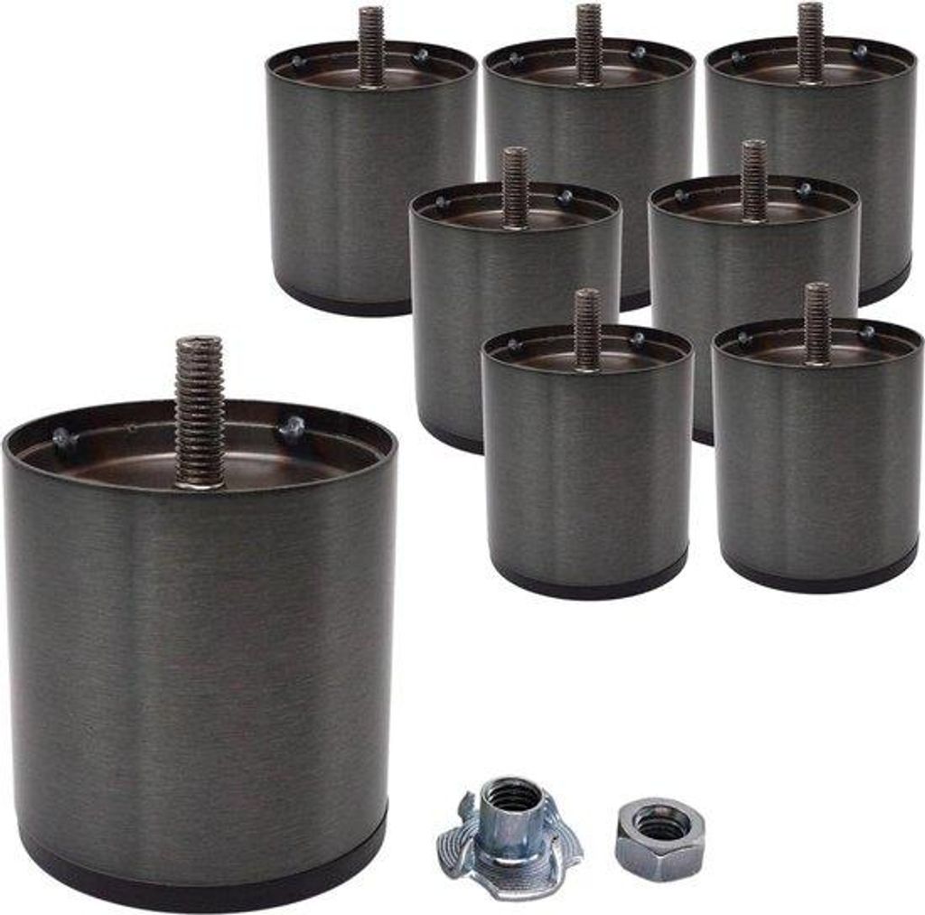 8 Stück Metallbankpoten mit M8, 60 mm Durchmesser, 65 mm Höhe