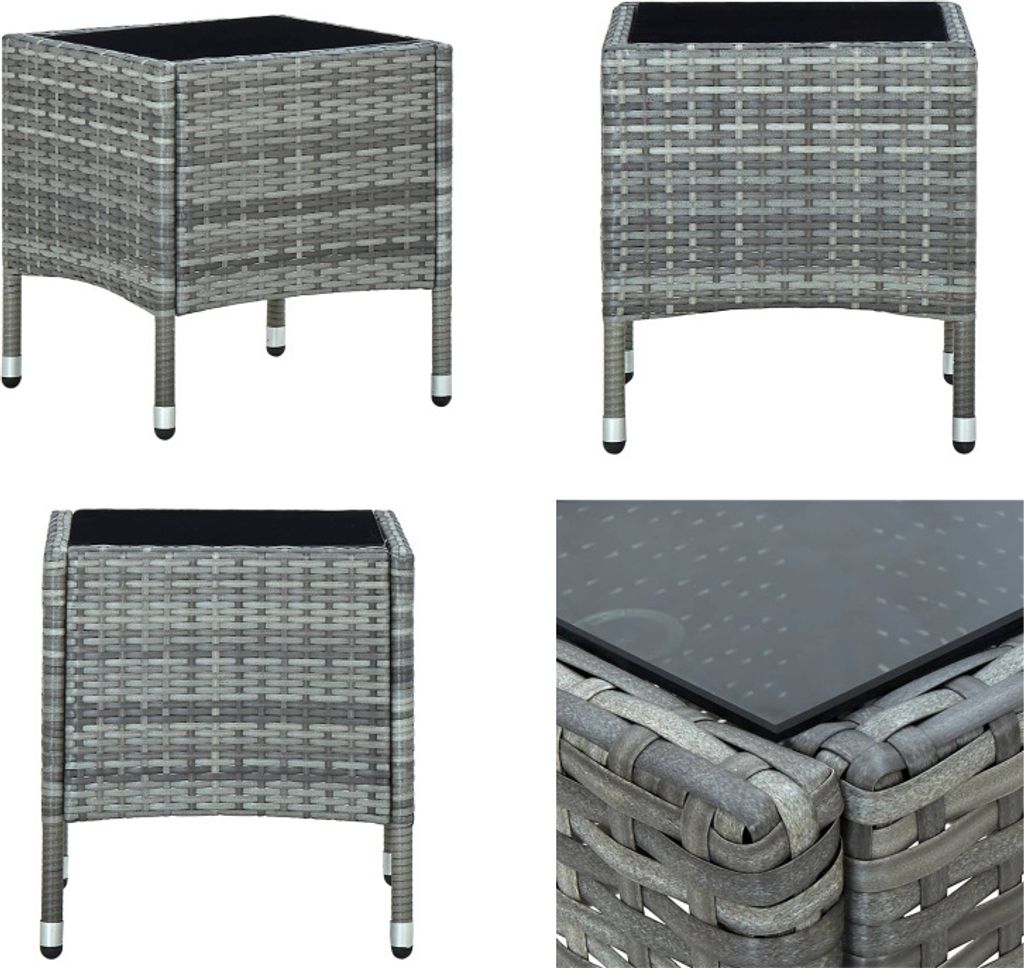 vidaXL Gartentisch Grau 40x40x45 cm Poly Rattan - Gartentisch - Gartentische - Tisch - Tische