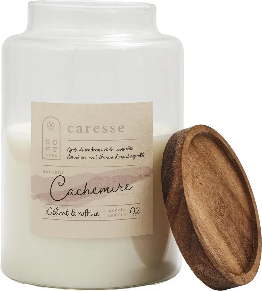 Bougie parfumée bois d'acacia anti-poussière avec couvercle bois 24cm