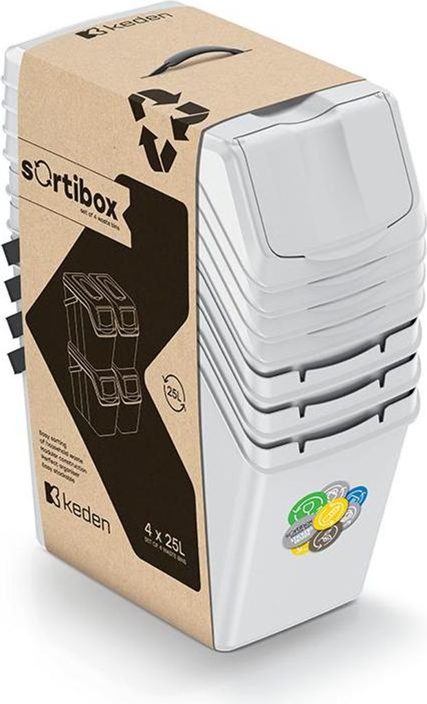 Prosperplast Mülltrenner SORTIERBOX 4er Set Hellgrau Produktbild 