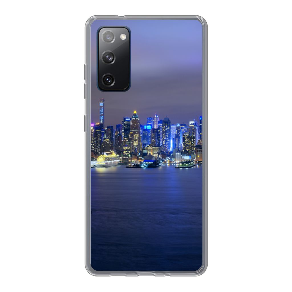 MuchoWow Handyhülle Schutzhülle Hülle für Samsung Galaxy S20 FE New York - Skyline - Nacht Silikon Softcase Handy Hülle - Abdeckung