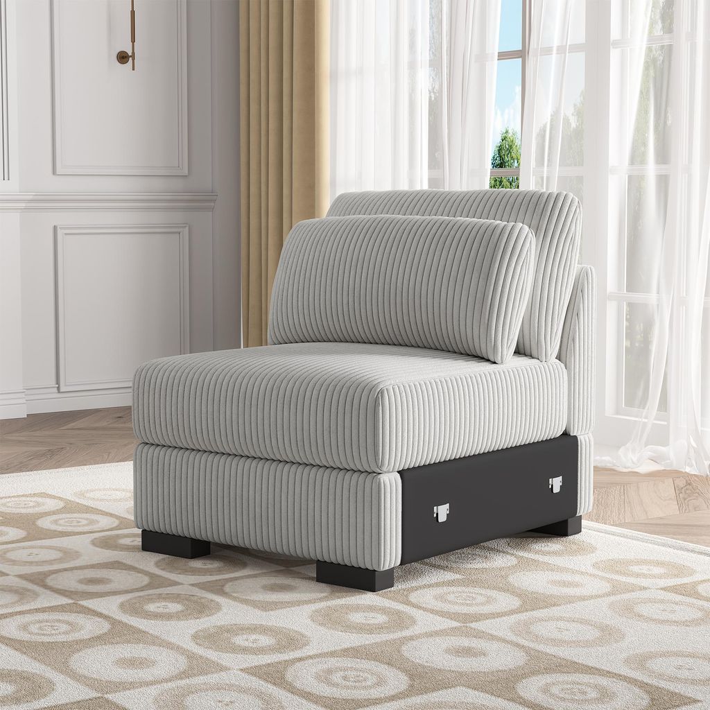 Modulares Einsitzer-Sofa, ohne Armlehne, zentrales modulares Sofa-Modul, Grau