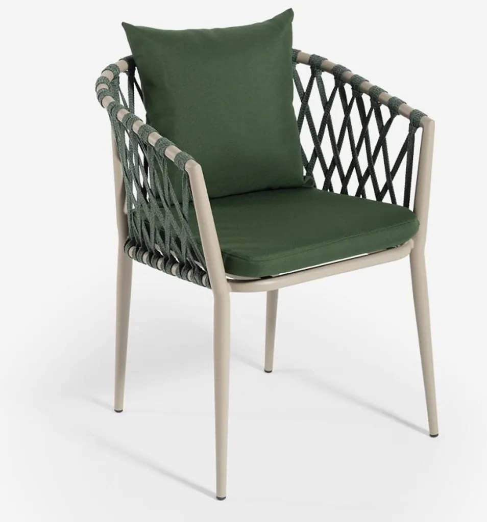 Chaise de Jardin avec Coussin et Accoudoirs Verve Fauteuil Vert Foncé