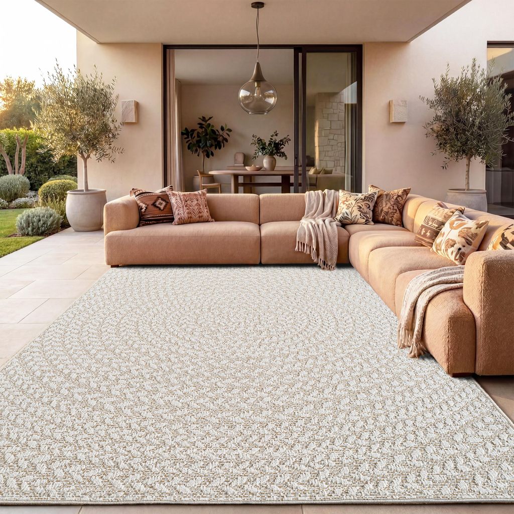Paco Home Outdoor Teppich Wetterfest Balkon Wohnzimmer Boho Produktbild  KI-generiertes Bild