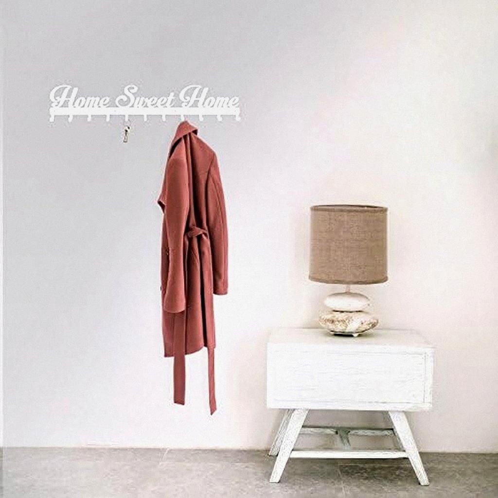 Garderobe Home Sweet Home Wand, Extra groß 11 Haken Wand montiert Weiß w: 80 cm Home Zubehör Kleidung Organizer Coats Key Rack Wall Wartezimmer ...