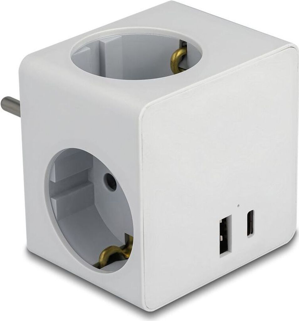 DELOCK Steckdosenwürfel 3-fach USB PD3.0 Ladegerät 20W weiß