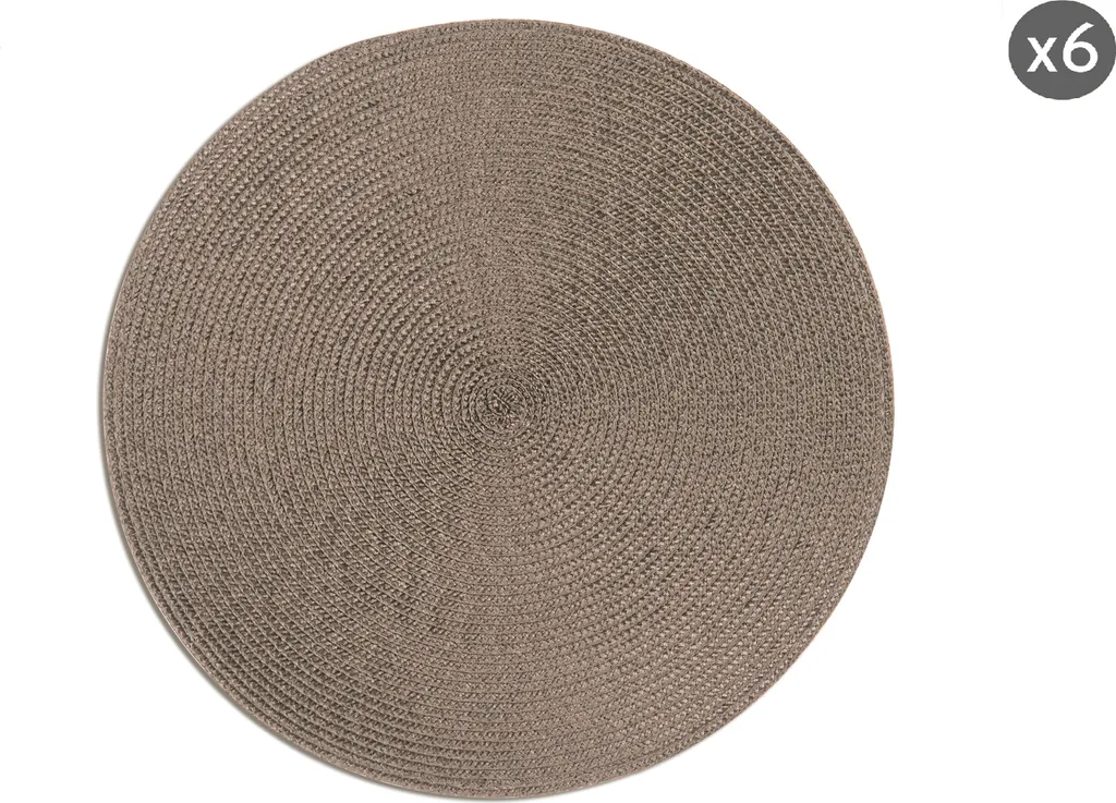 Tovagliette Rotonde Excelsa Grigio Set da 6 | Lavabili e Antimacchia