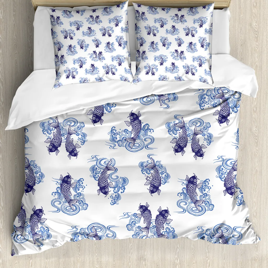 Offerta Copripiumino ABAKUHAUS 200x200 - Carpe Koi Blu Scuro