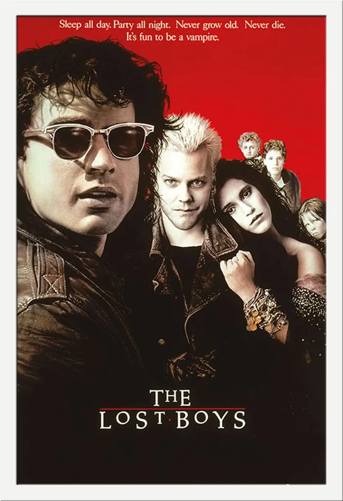 Lost Boys, The - Poster - Classico di culto + cornice rimovibile, Shinsuke® Maxi MDF bianco, disco acrilico