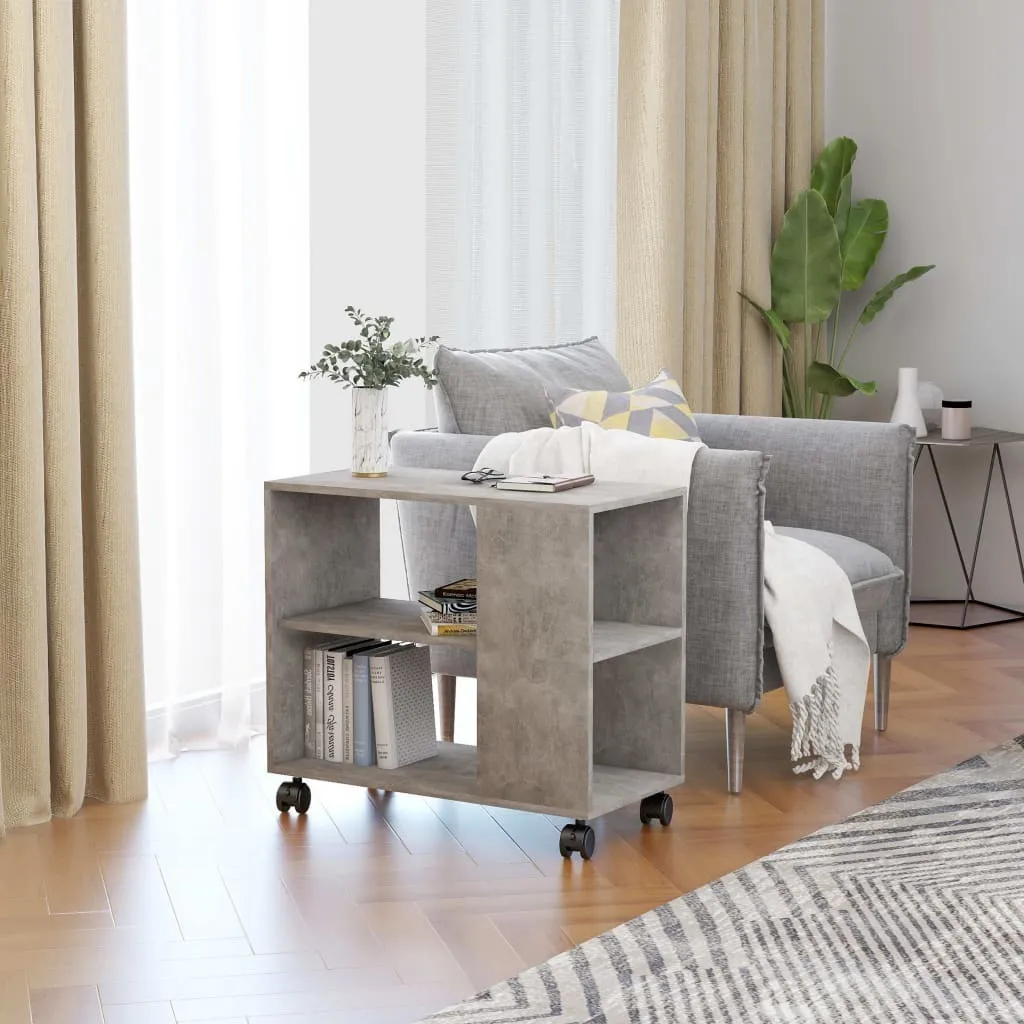 The Living Store tavolino in cemento grigio 70x35x55 cm materiale a base di legno