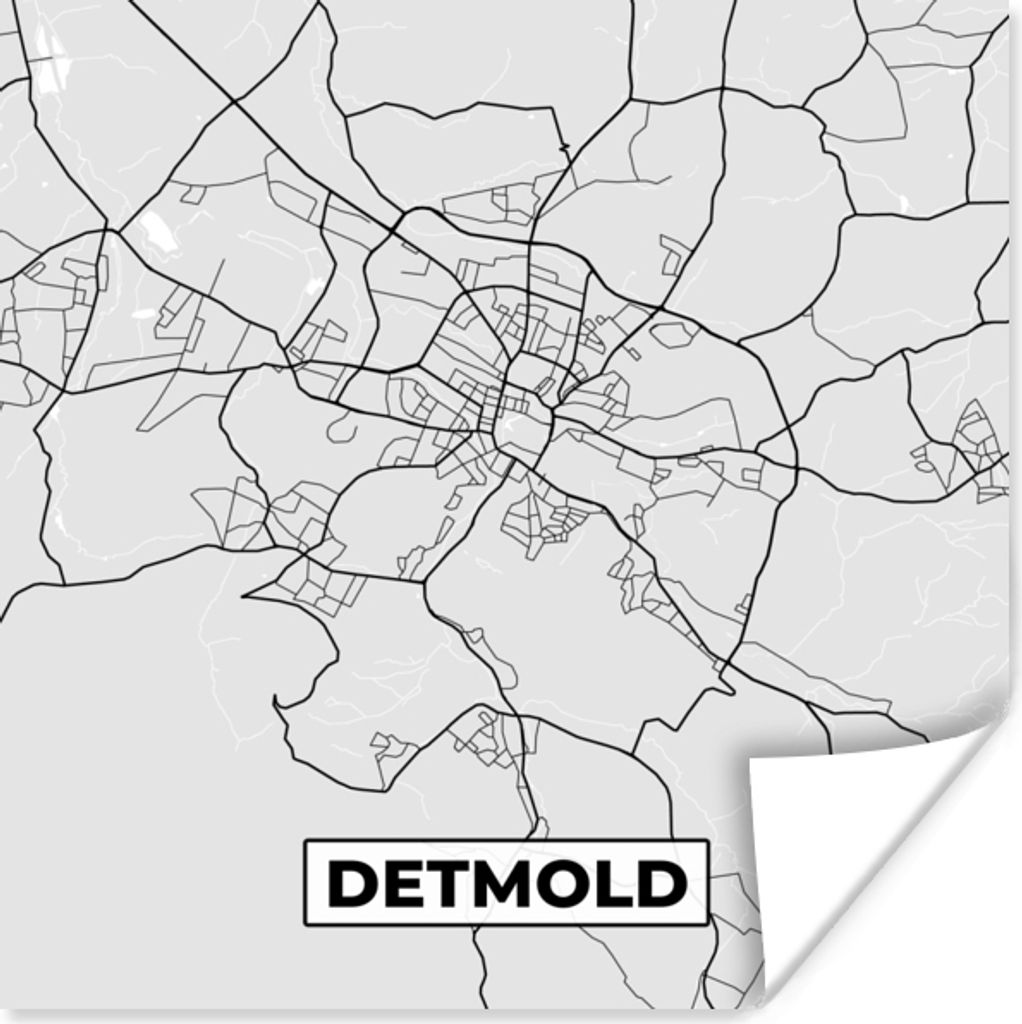 MuchoWow Poster Detmold - Karte - Stadtplan - Deutschland 100x100 cm - Babyzimmer