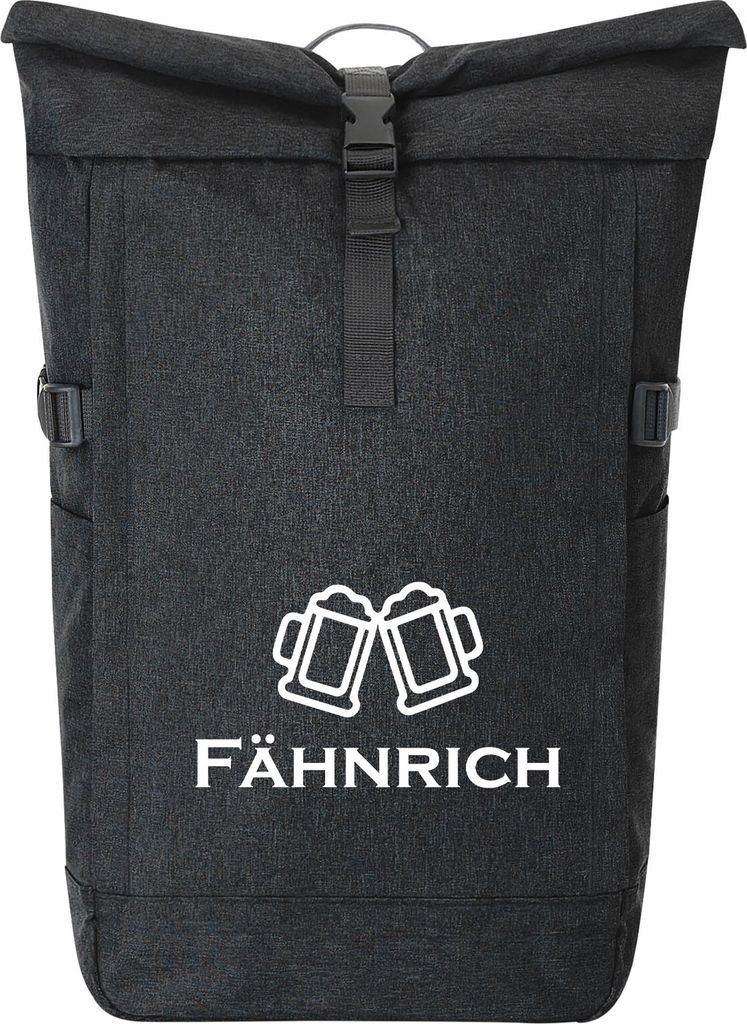 Huuraa Kurierrucksack Fähnrich Schützenfest 30-44 Liter Black Melange Fairtrade Rolltop Rucksack Geschenkidee