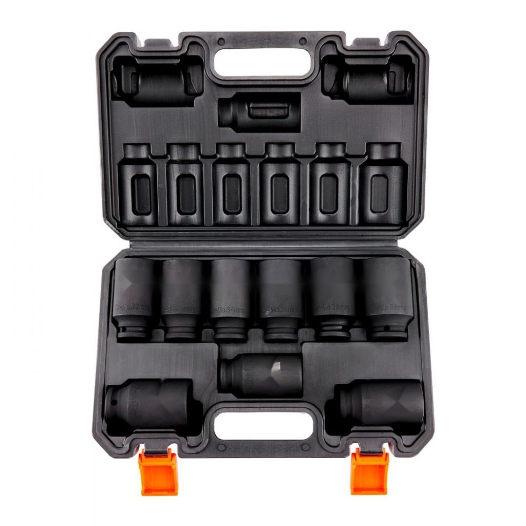 Impact Steckschlüssel Set, 9-teilig - 6-Punkt - 1/2 Zoll - Metrischer Antrieb - Bit Ratschen Werkzeugsatz
