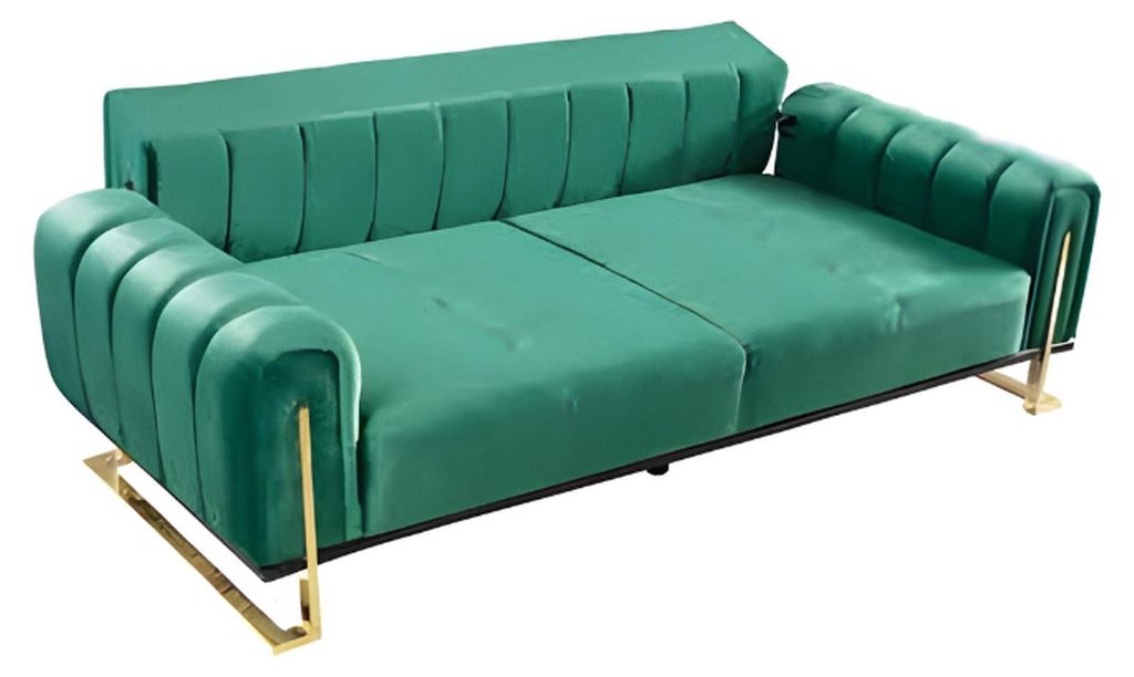 Modernes Grünes 3-Sitzer Sofa Luxus Polster Couchen Textil Möbel Stoff