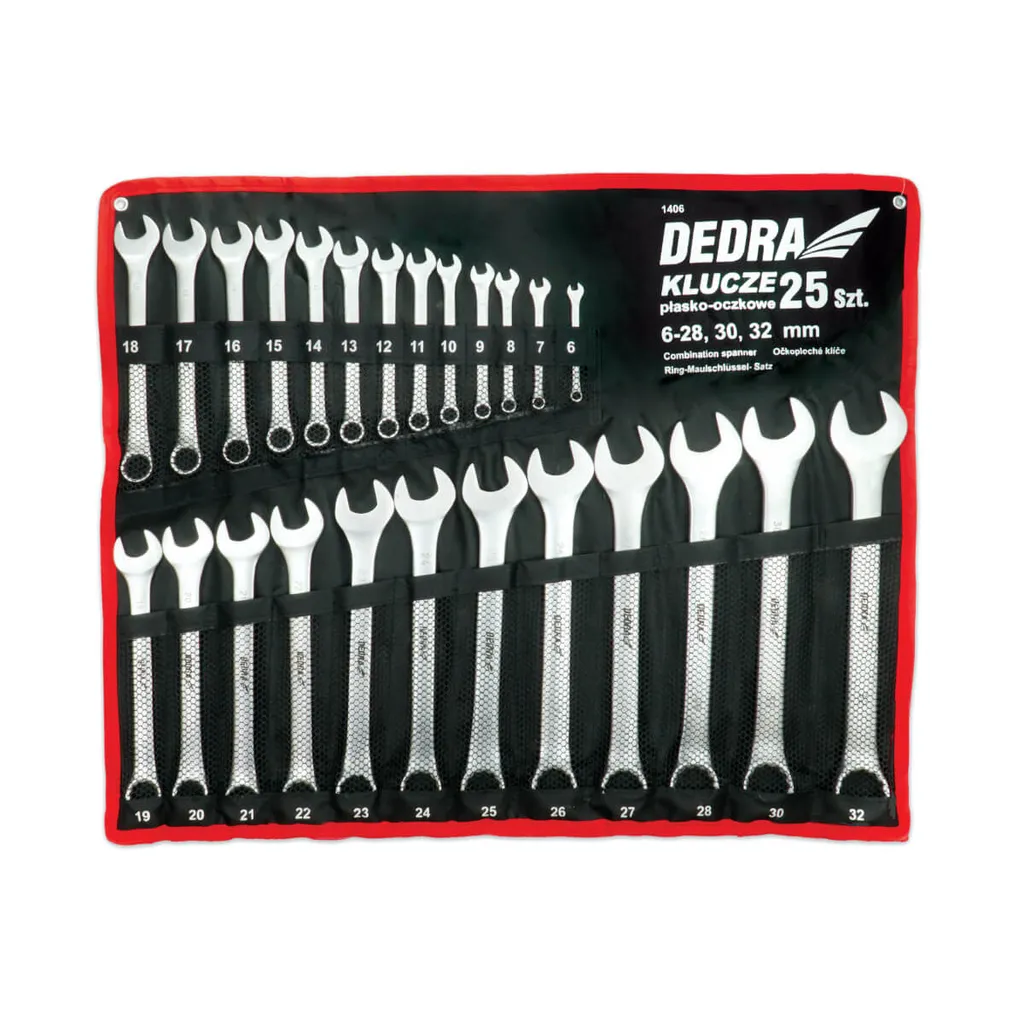 Grande trousse de clés plates professionnelles Dedra 1406 CrV 25 pcs