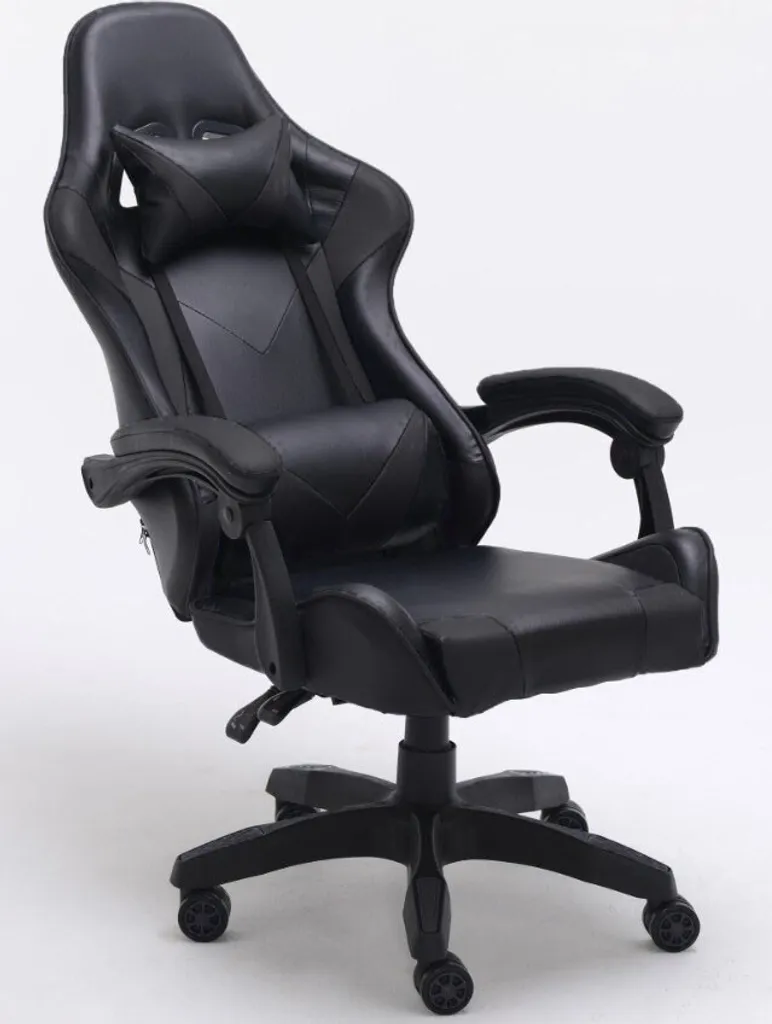 Chaise de bureau et d'ordinateur rembourrée ergonomique noire