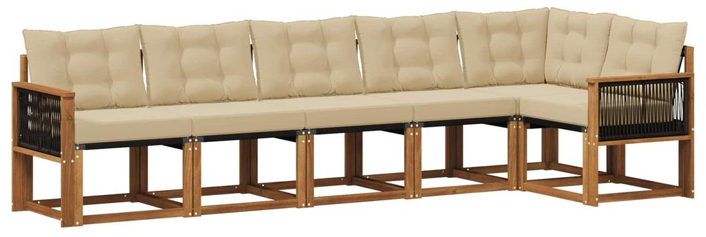 vidaXL Outdoor-Sofagarnitur mit Kissen 6 pcs Natur und Beige
