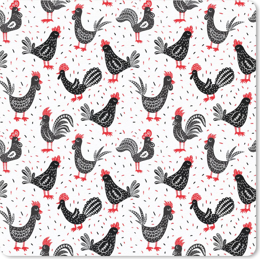 MuchoWow Mauspad Mousepad Muster - Huhn - Vogel 20x20 cm - Mousepads - Maus Mat - Pad - Mausunterlage - Desk Mat - Bureauartikeln