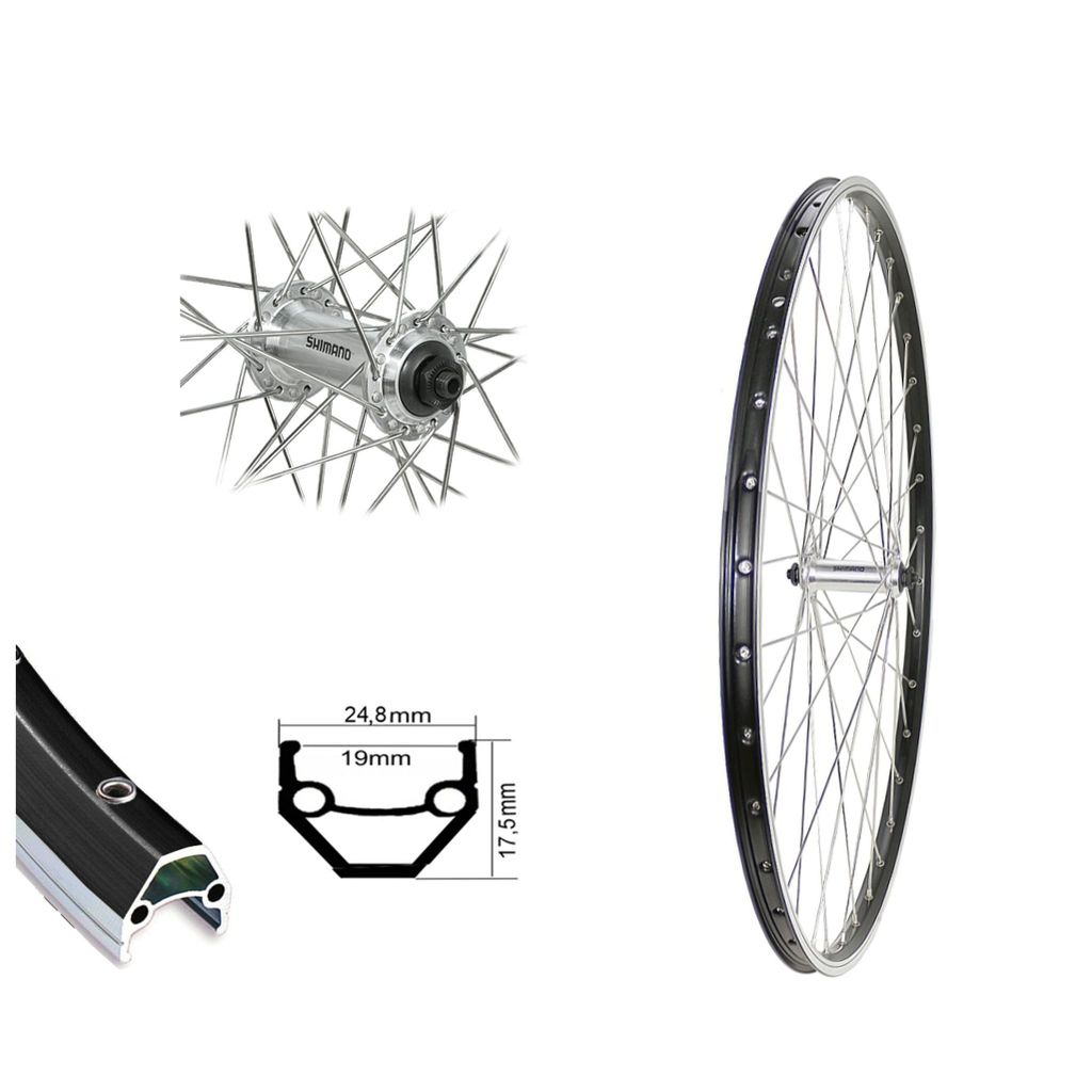 Vorderrad 26" MTB Shimano TX500 Schnellspanner Laufrad Hohlkammer 19-559 silber