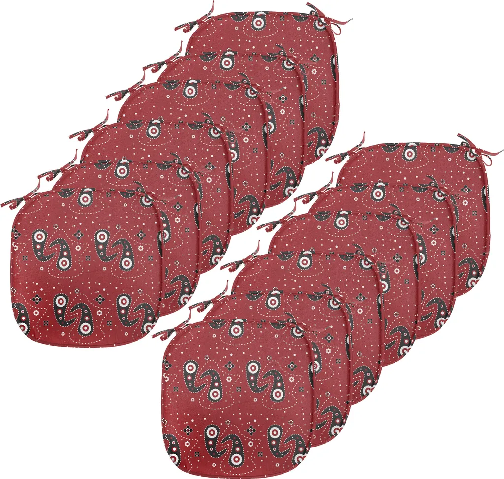 Coussin Assise 40x40 cm Imperméable avec Sangles - Design Floral Rubis