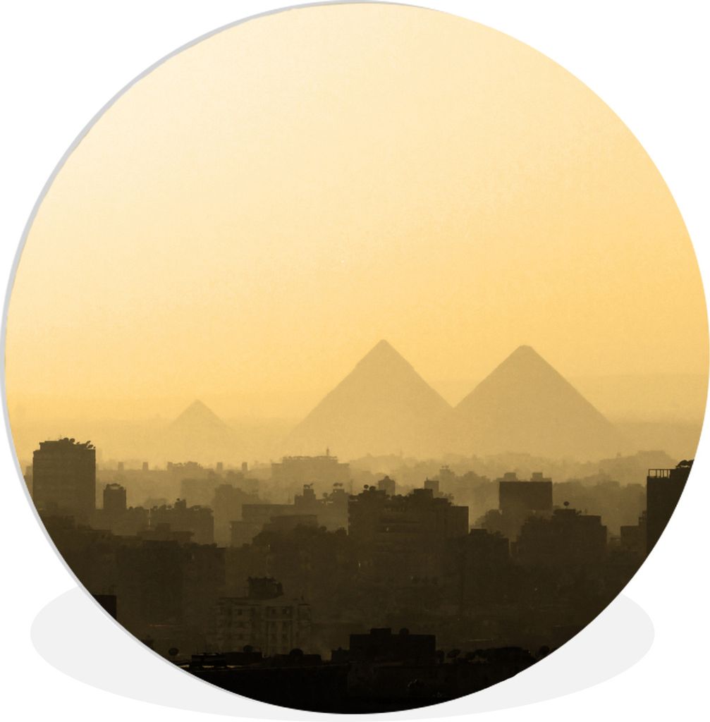 MuchoWow Rundes Wandbild - Runde Bilder Die Pyramiden von Kairo im Nebel - Ägypten Ø 30 cm Kreis Wanddekoration Kunststoff - Wandkreis - Wandsc...