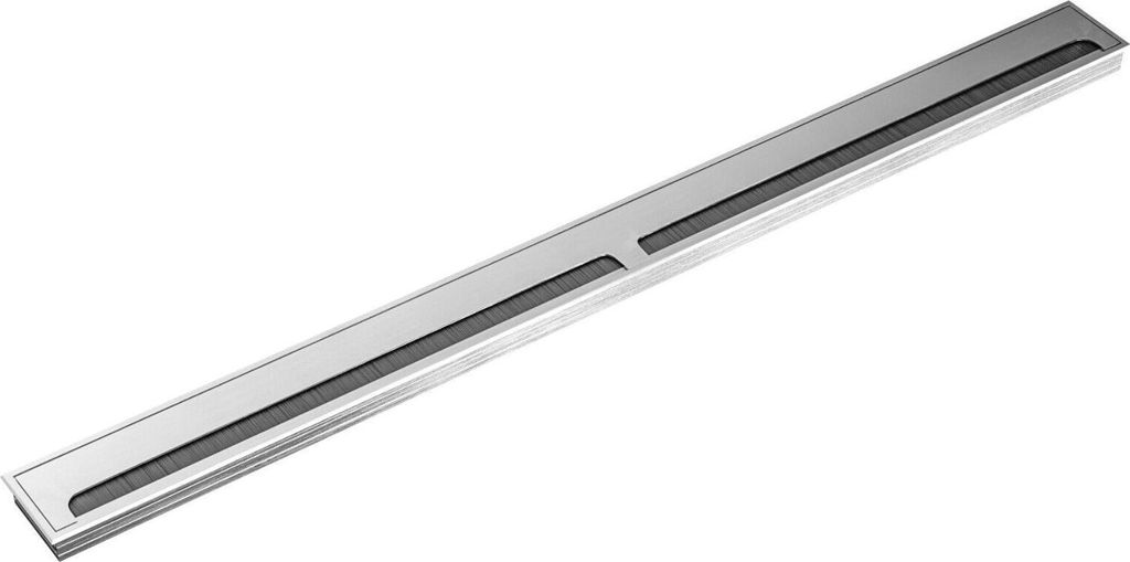 ONPIRA Premium Kabeldurchführung Alu Schreibtisch Kabeldurchlass Kabel Auslass Edelstahl-Optik / 80x1000mm
