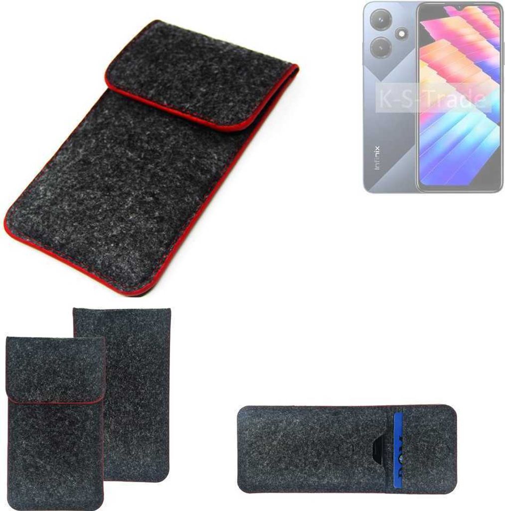 K-S-Trade Handy Schutz Hülle kompatibel mit Infinix Hot 30i X669C Schutzhülle Handyhülle Filztasche Pouch Tasche Case Sleeve Filzhülle dunkelgrau