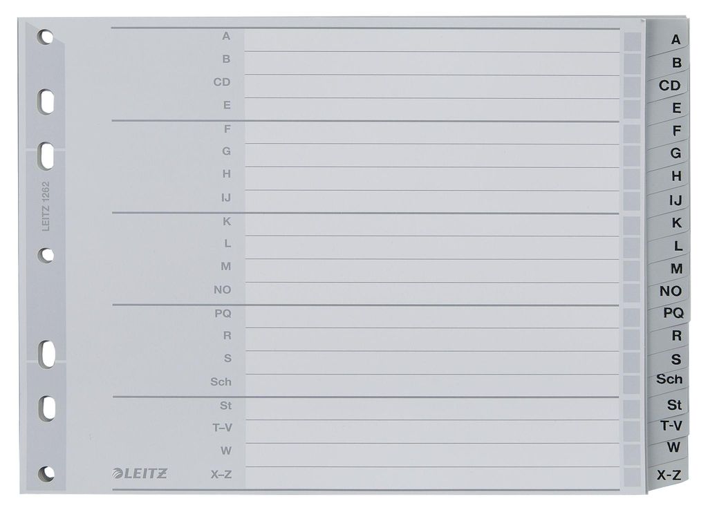 Leitz Register A-Z, Plastik, Grau, Pappe, Alphabetisch, A4 Produktbild 